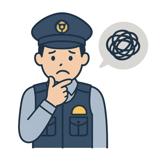 課題に困っている警察官のイラスト
