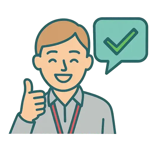 課題が解決して喜んでいる職員のイラスト