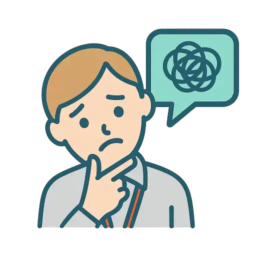 課題に困っている職員のイラスト